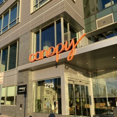 Exterior shot of the canopy hotel