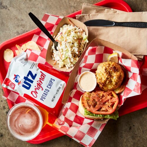 Baltimore crab cakes and utz chip from the Local Oyster.