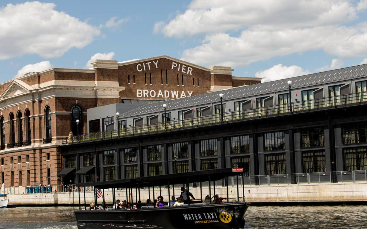 The City Pier and Water Taxi in Fells Point, Baltimore.