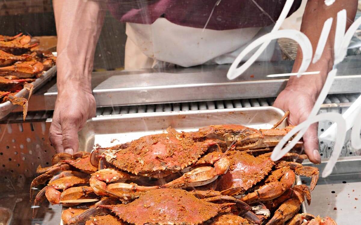 A pile of crabs at Faidleys in Baltimore.
