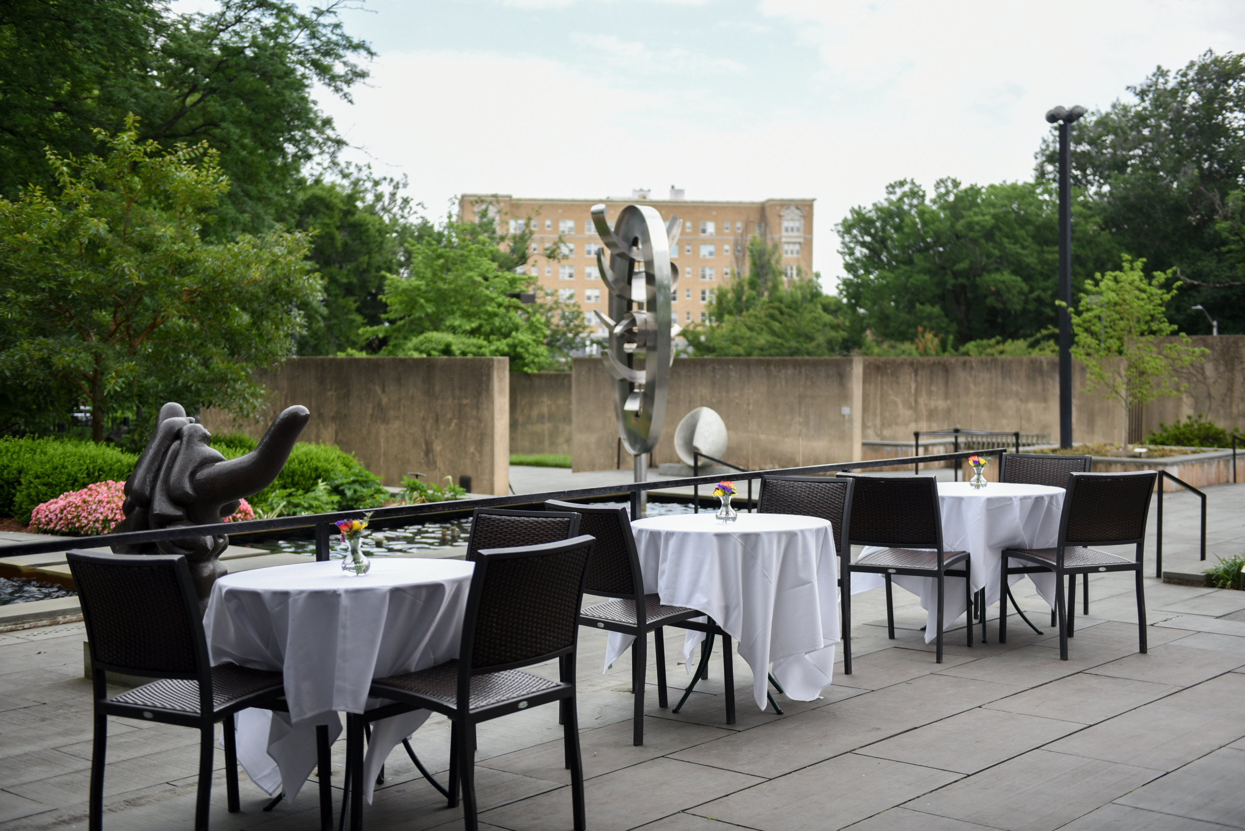 Tables outside in garden