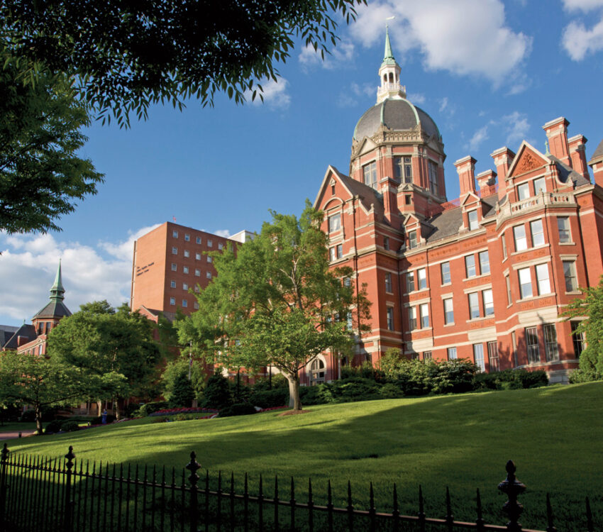 Exterior of a building at Johns Hopkins University.