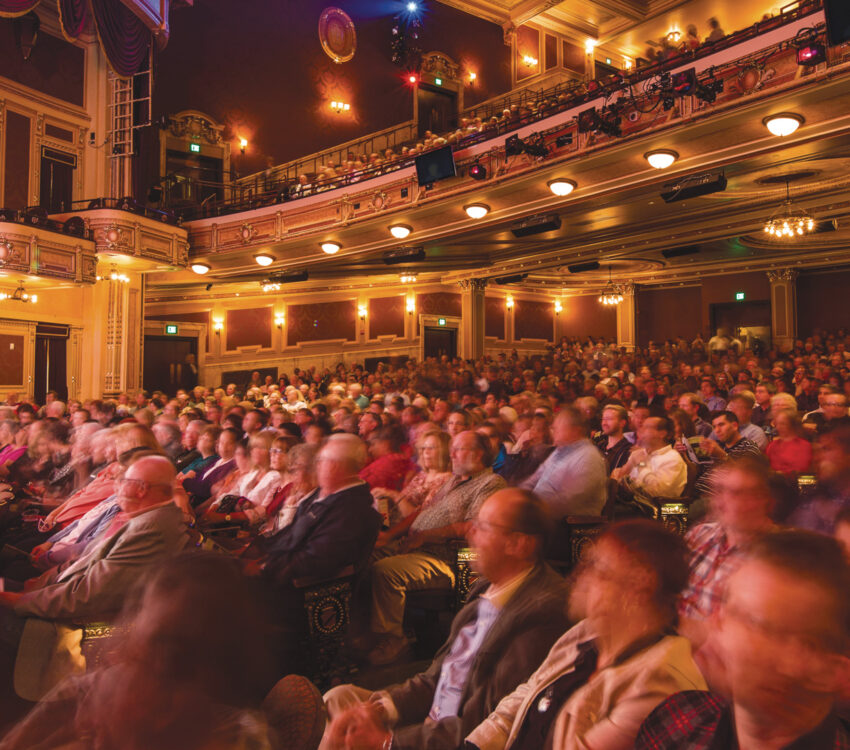 A closer view of people watching the opera at The Hippodrome in Baltimore.