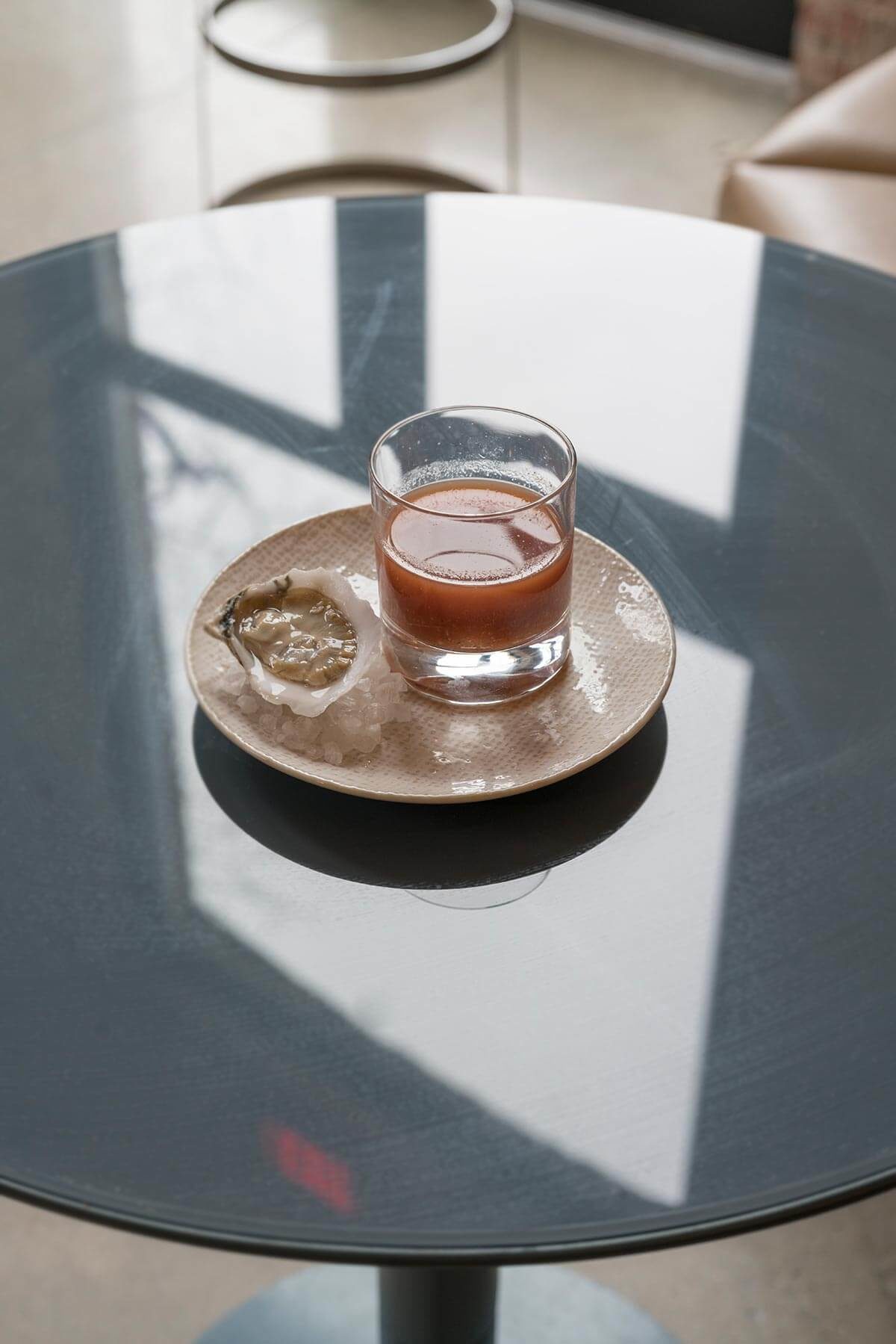 Oyster shooter with a cocktail at True Chesapeake in Baltimore.