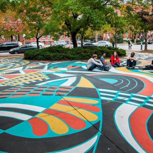 An art installation in the park in Baltimore's Station North neighborhood.