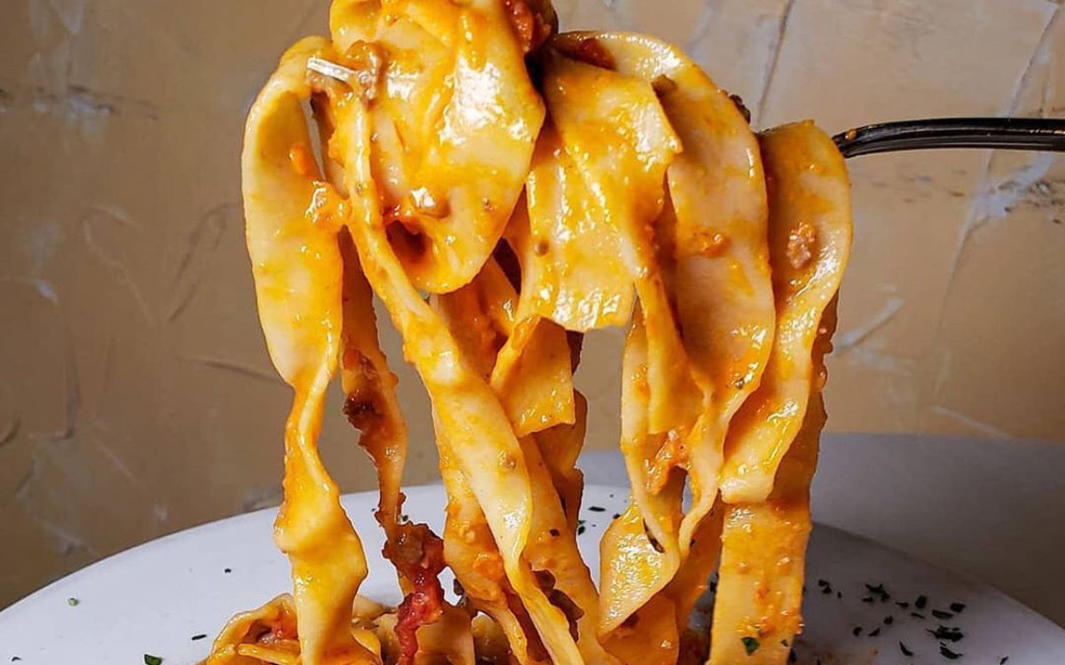 Pasta with Bolognese sauce.