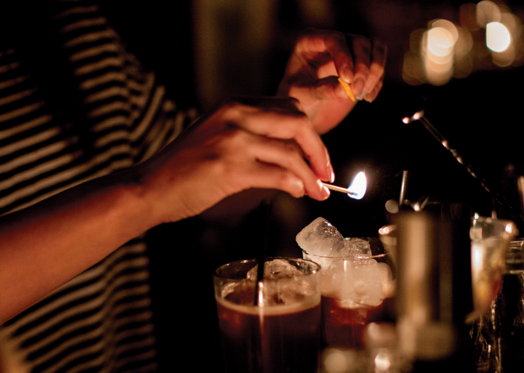 A cocktail being created at WC Harlan