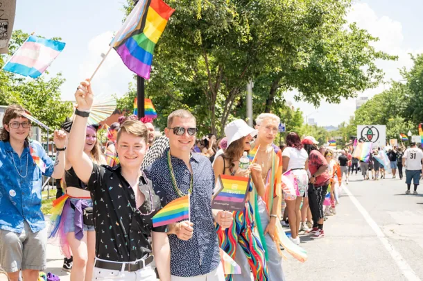 A crowd at Pride